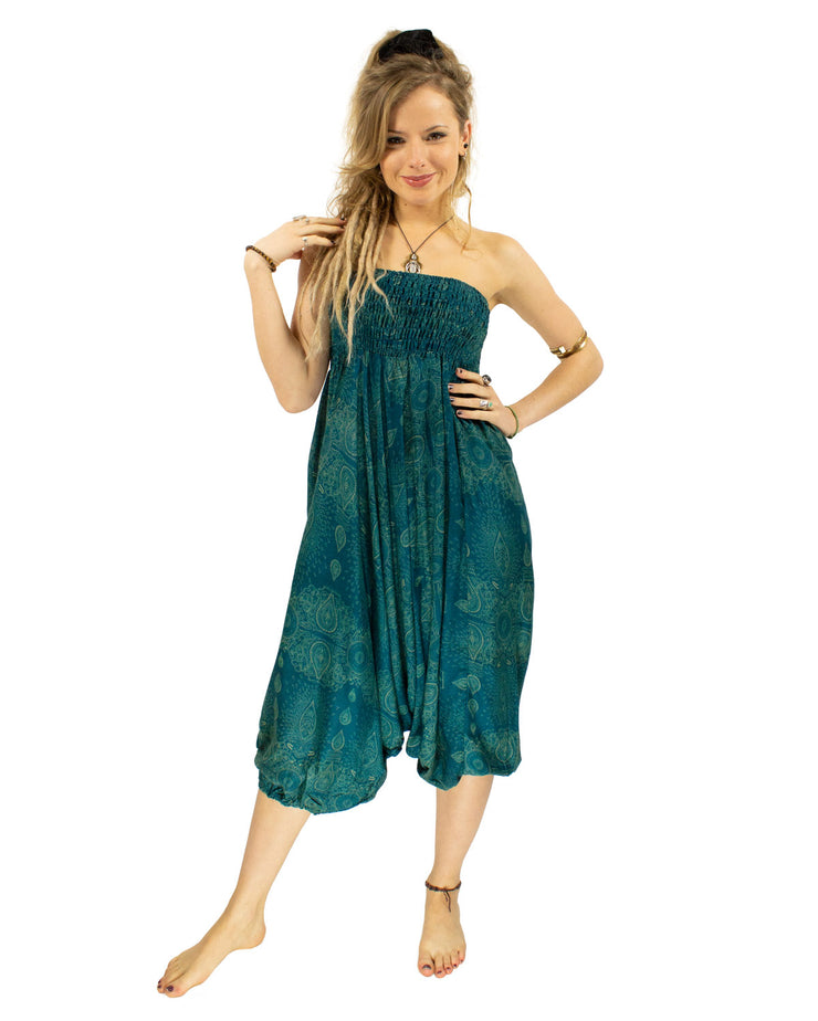 Patterned Baggy Harem Pants Turquoise