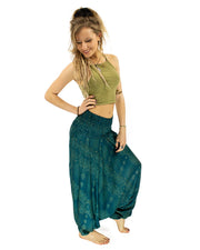 Patterned Baggy Harem Pants Turquoise