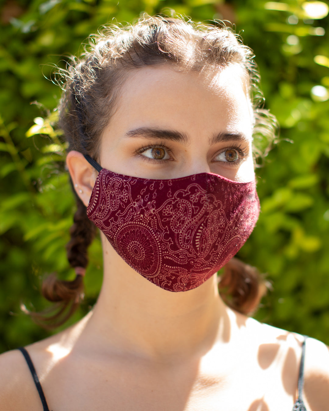 Boho Washable Face Mask Dark Red