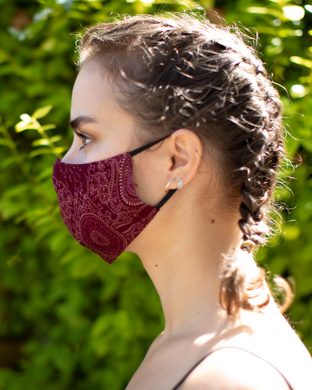 Boho Washable Face Mask Dark Red