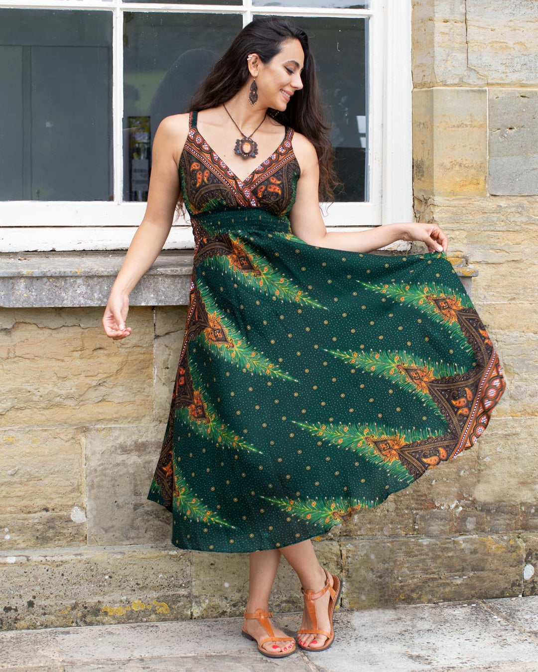 Shanti Bohemian Dress Green