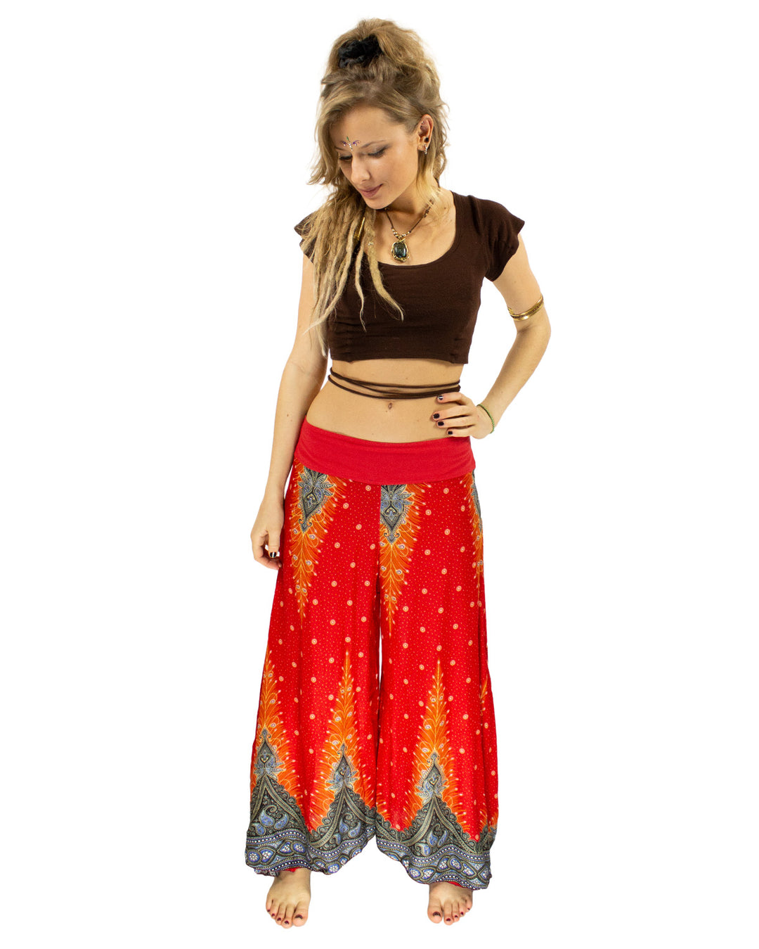 PALAZZO HAREM HIGH CROTCH PANTS RED