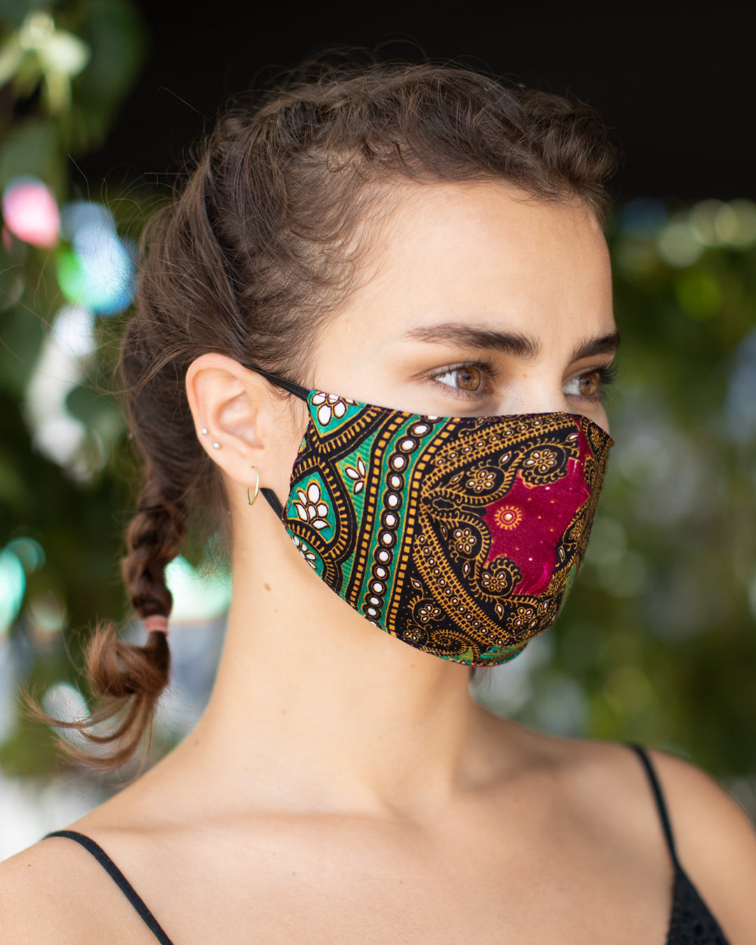 Boho Washable Face Mask Dark Red