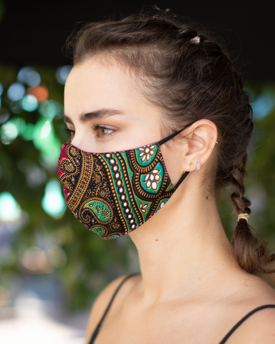 Boho Washable Face Mask Dark Red