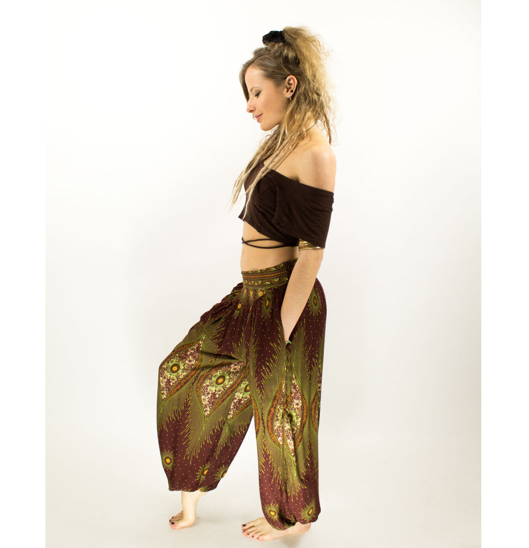 ALADDIN HAREM HIGH CROTCH PANTS BROWN