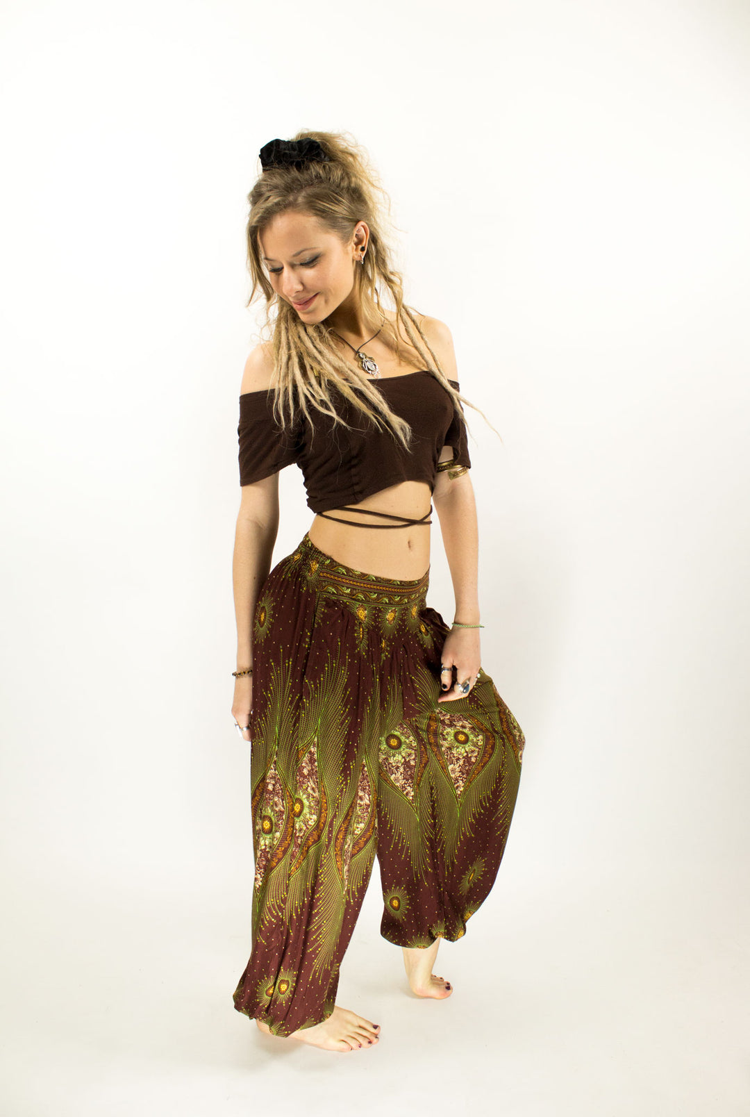 ALADDIN HAREM HIGH CROTCH PANTS BROWN