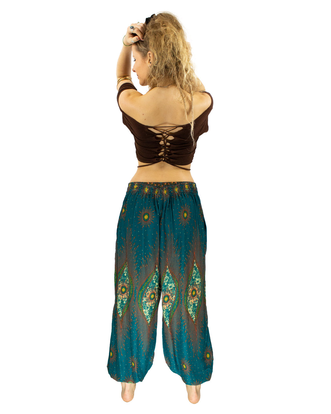 ALADDIN HAREM HIGH CROTCH PANTS TURQUOISE