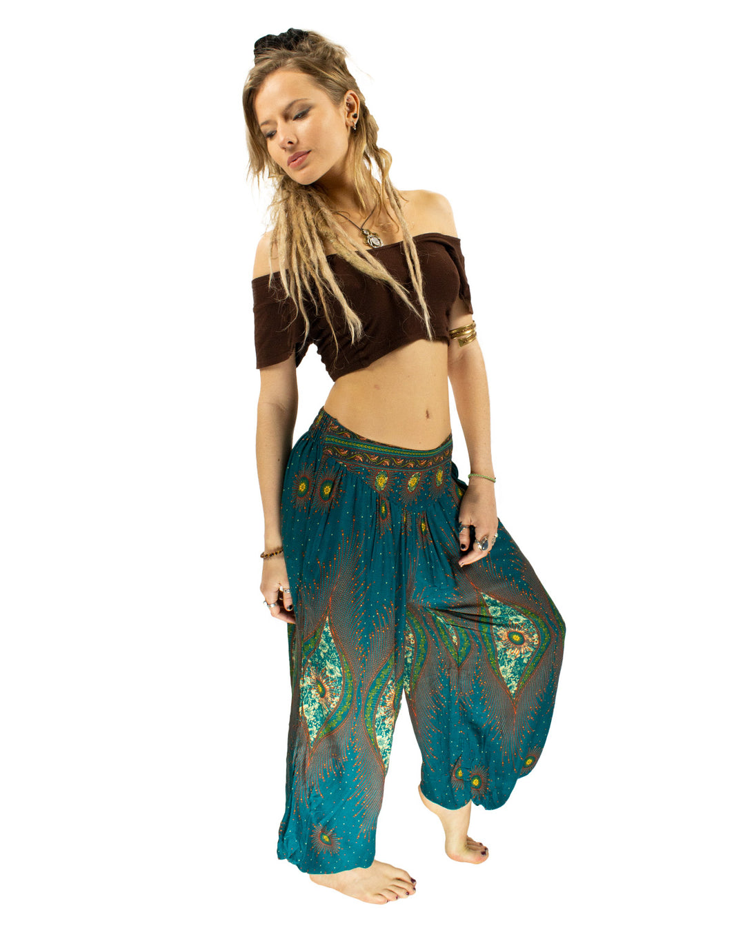 ALADDIN HAREM HIGH CROTCH PANTS TURQUOISE