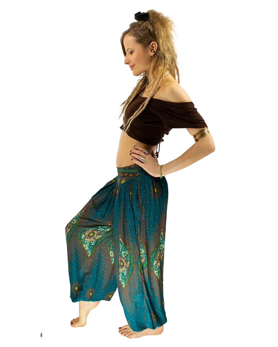 ALADDIN HAREM HIGH CROTCH PANTS TURQUOISE