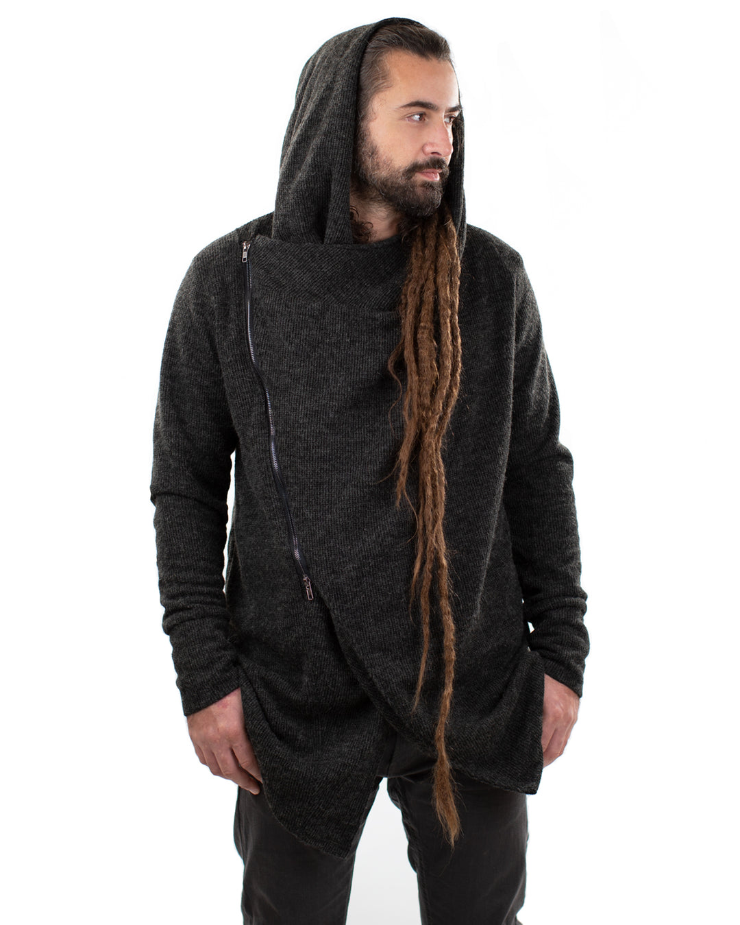 Aliteia Hooded Snood Cardigan Jacket Charcoal