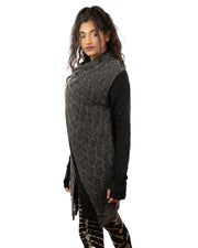 Lace Crochet Crossover Cardigan Black/Grey