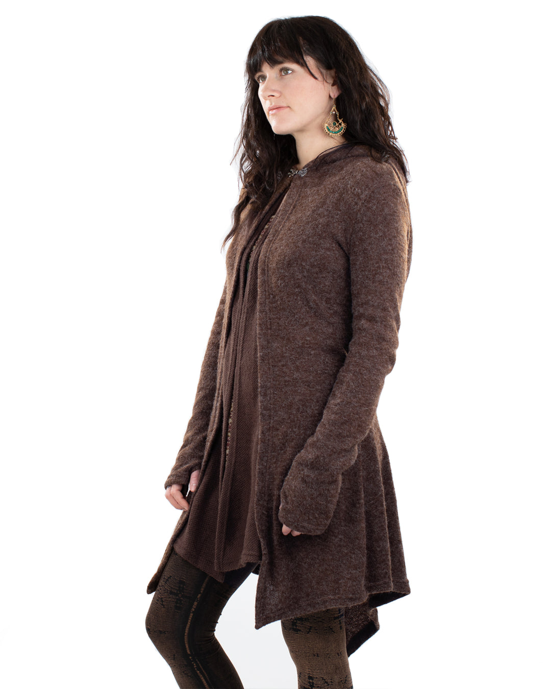 "Neiraida" Hooded Pixie Jacket Brown