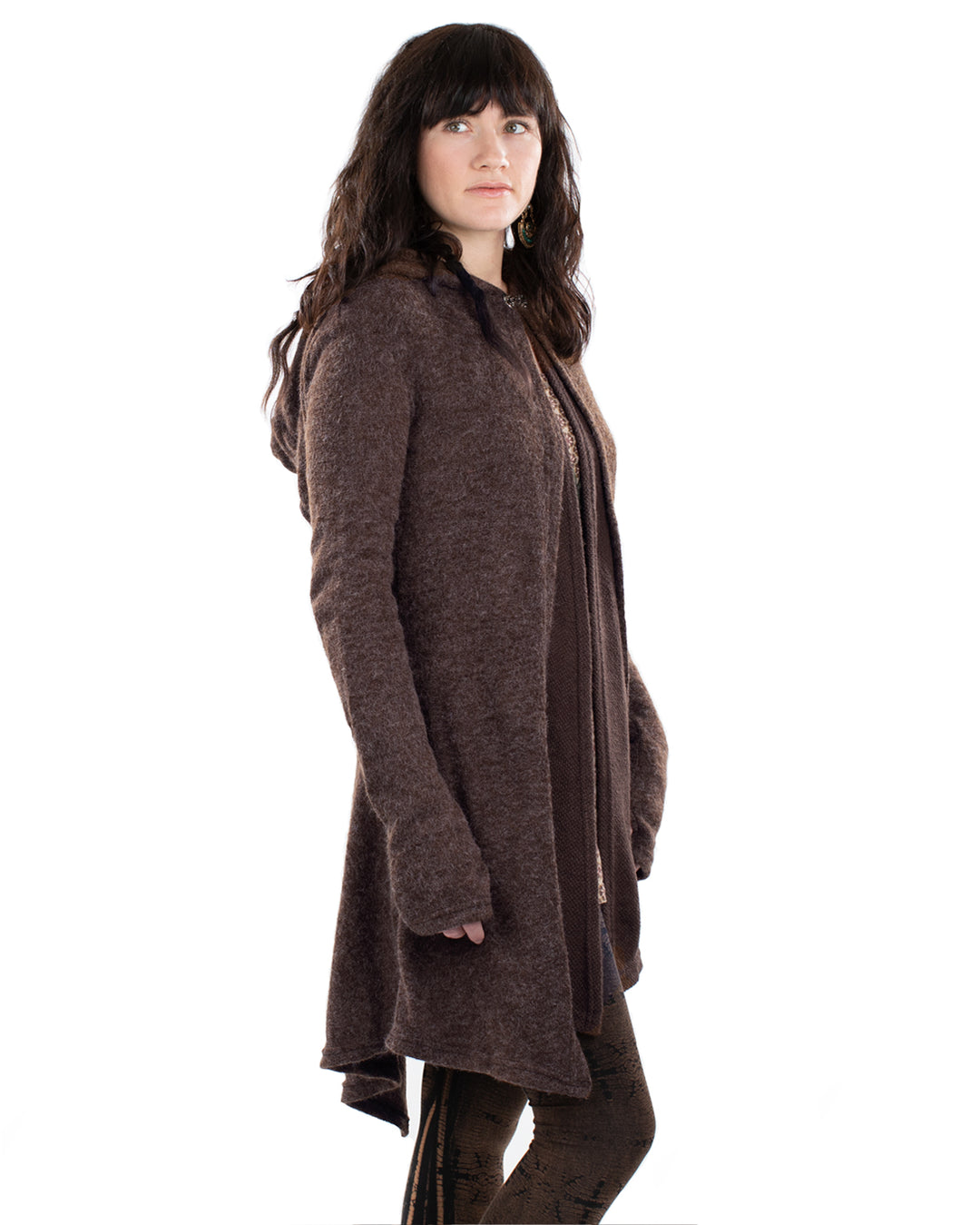 "Neiraida" Hooded Pixie Jacket Brown