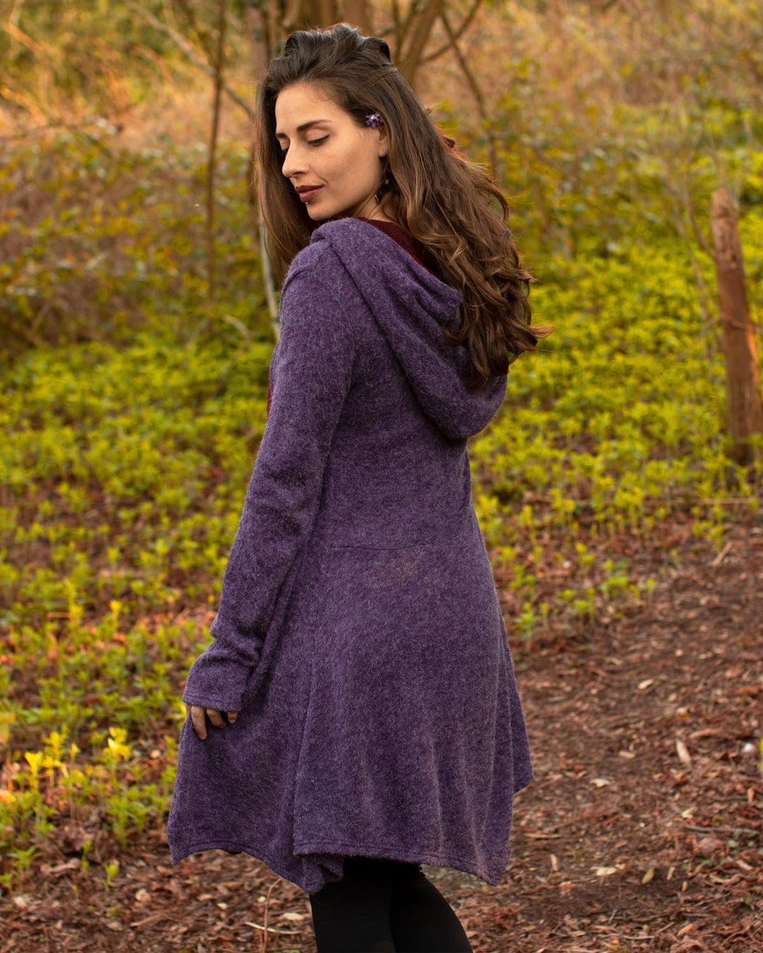 "Neiraida" Hooded Pixie Jacket Purple/Wine