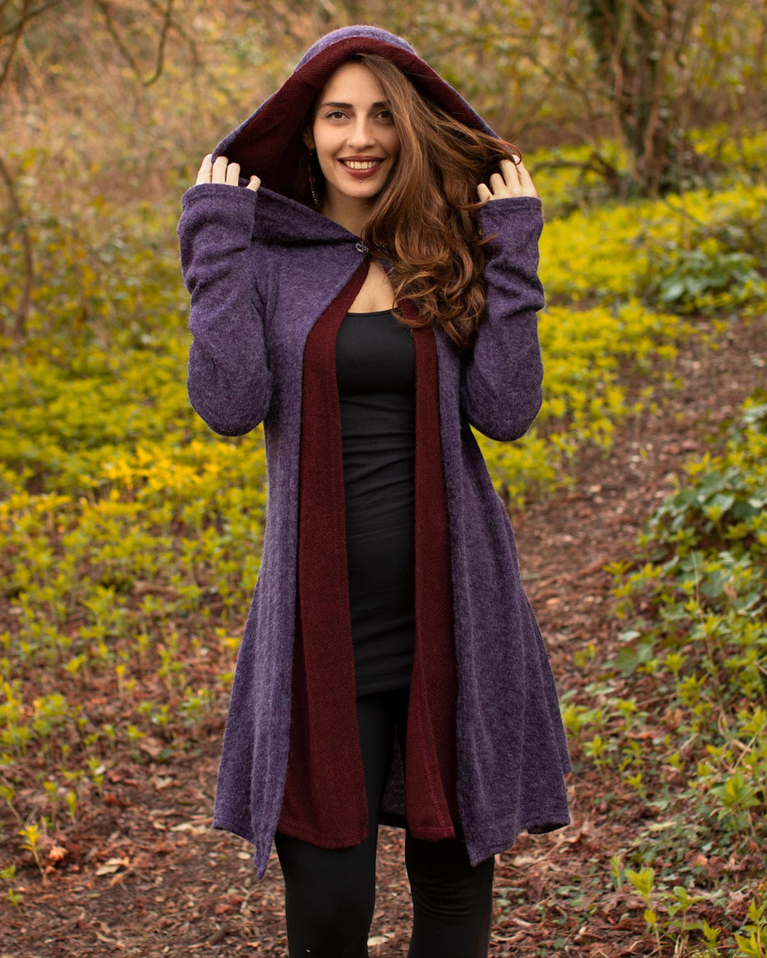 "Neiraida" Hooded Pixie Jacket Purple/Wine