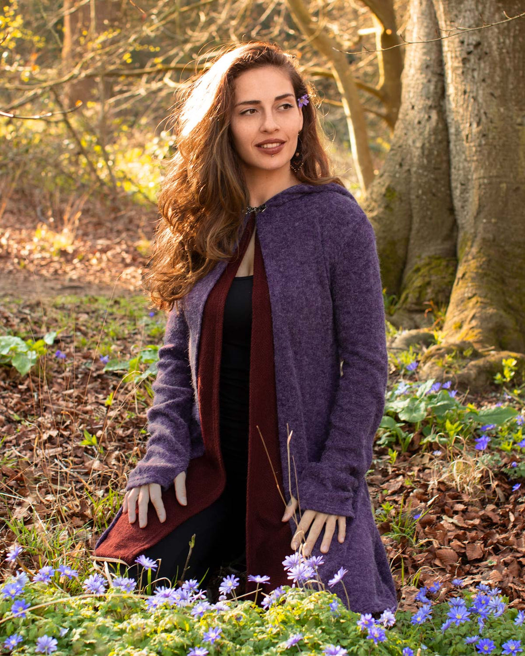 "Neiraida" Hooded Pixie Jacket Purple/Wine