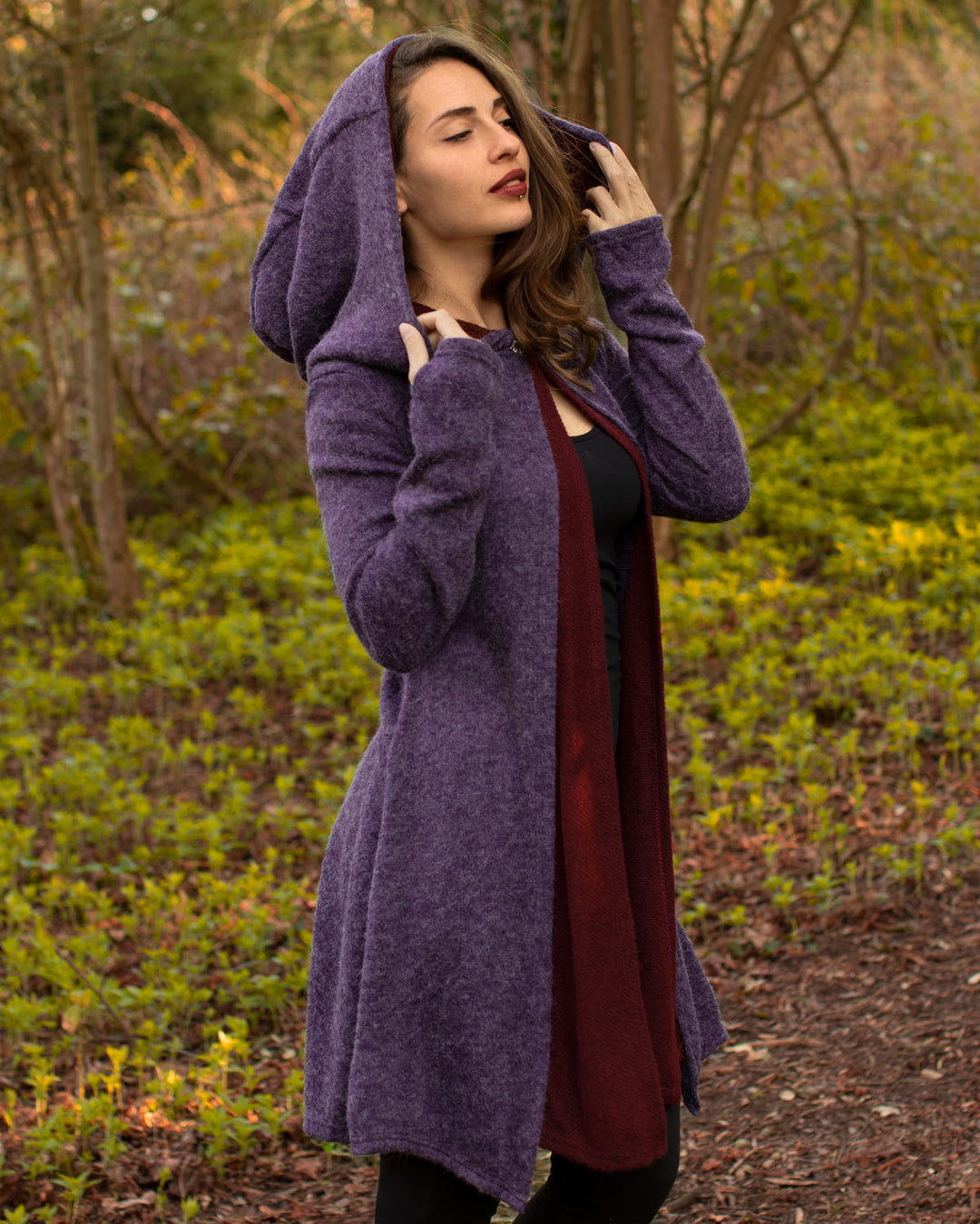 "Neiraida" Hooded Pixie Jacket Purple/Wine