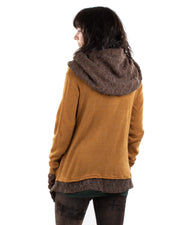 Solstice Crochet Lace Hooded Cardigan Jacket Camel/Brown