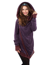 Solstice Crochet Lace Hooded Cardigan Jacket Purple/Wine