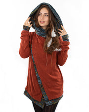 Aztec Hooded Cardigan Jacket  Sienna / Diamond