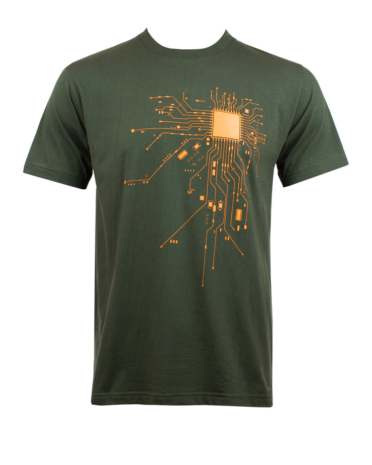 Circuit Board  Cyber Heart T-Shirt Army Green