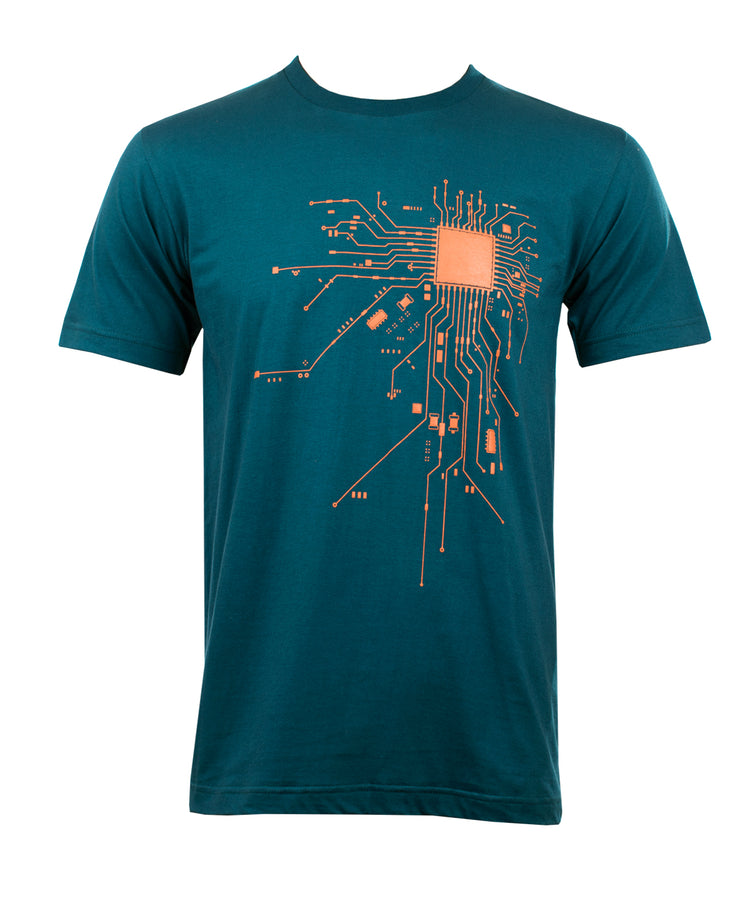 Circuit Board Cyber Heart T-Shirt Dark Blue