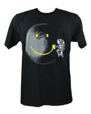 Astronaut Spray Painting the Moon Graffiti T-Shirt Black