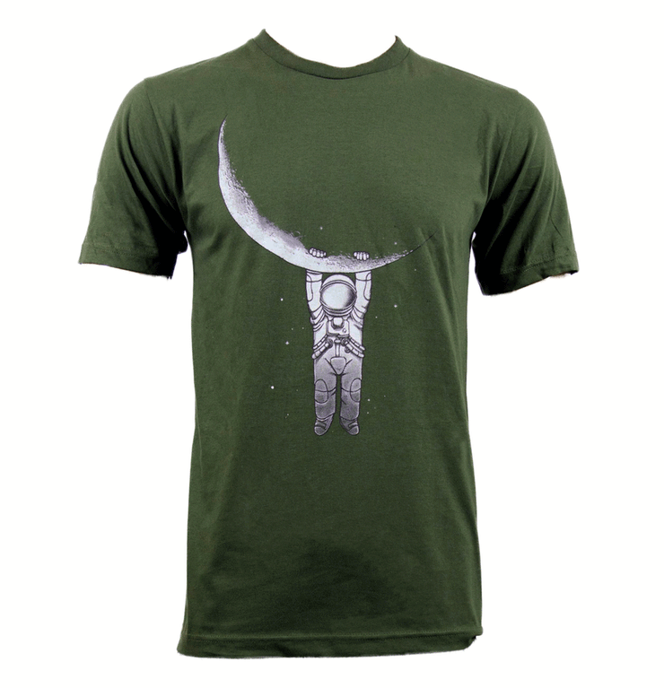 Astronaut hanging from Moon T-Shirt