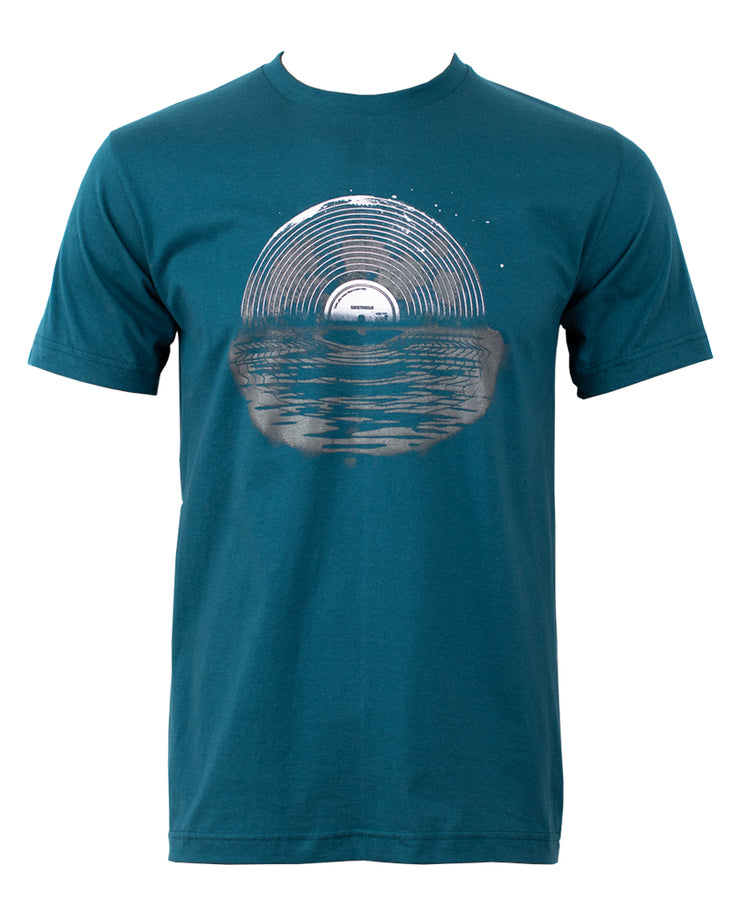 Vinyl Record Reflection At The Ocean T-Shirt Dark Blue