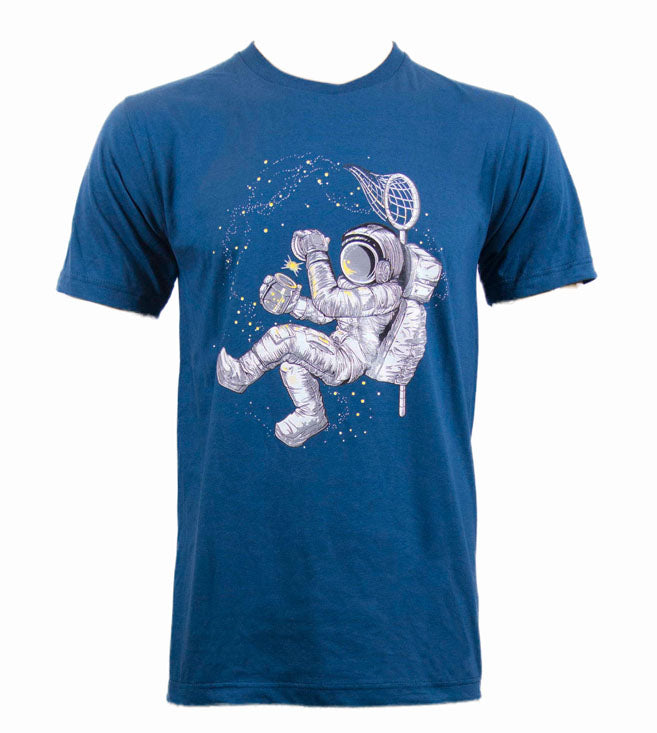 Astronaut Catching Stars T-Shirt Army Green / Dark Blue