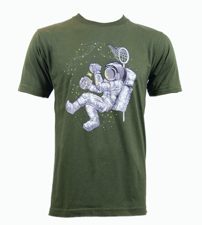 Astronaut Catching Stars T-Shirt Army Green / Dark Blue