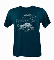 Music Sheet Cloudy Sky T-Shirt Dark Blue