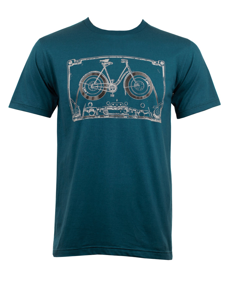 Bicycle Vintage Cassette Tape T-Shirt Dark Blue/Grey
