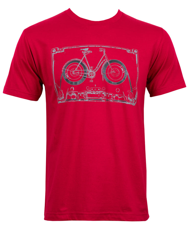 Bicycle Vintage Cassette Tape T-Shirt Dark Red/Dark Grey