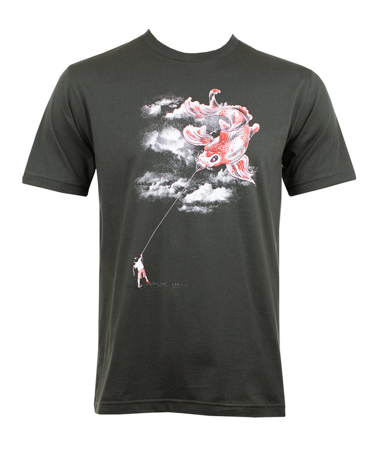 Koi Fish Kite T-Shirt Dark Grey