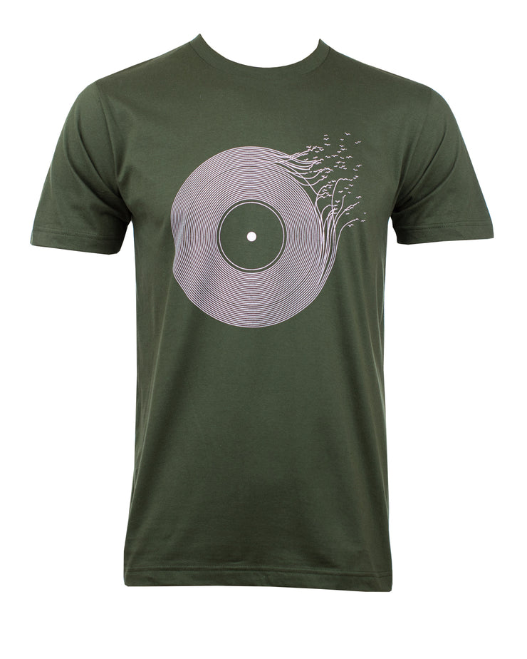 Vinyl Into Birds T-Shirt Army Green