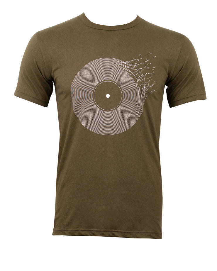 Vinyl Into Birds T-Shirt Khaki