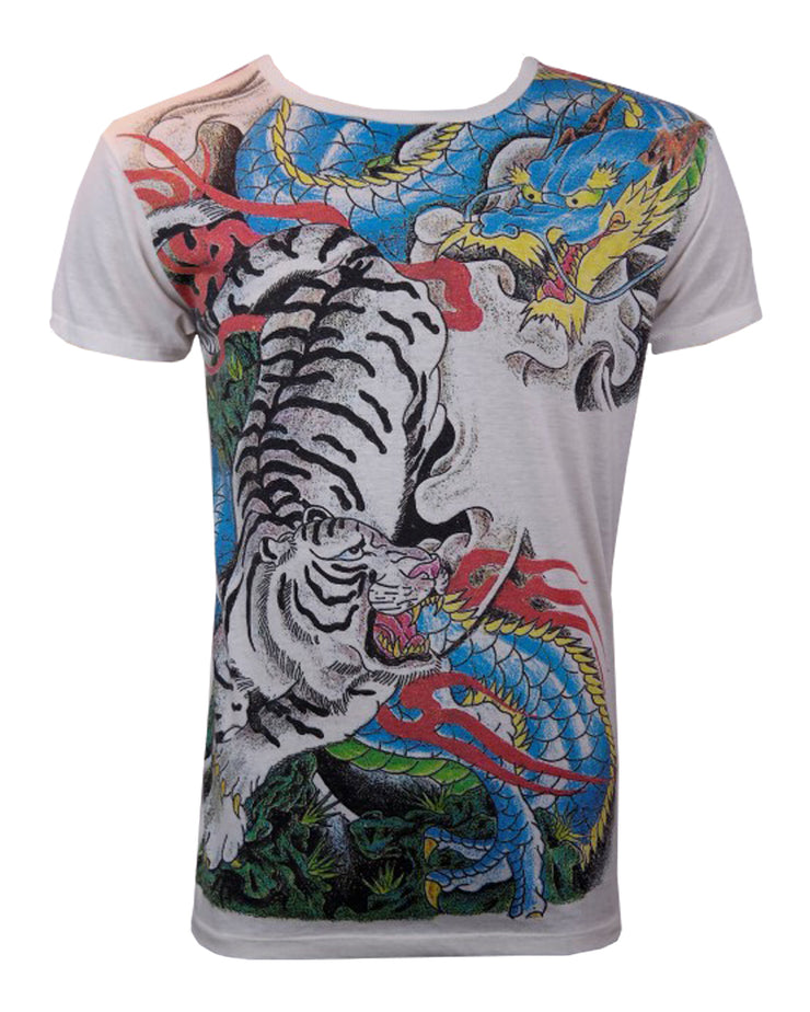 Thai Drawing Tiger and Dragon T-Shirt