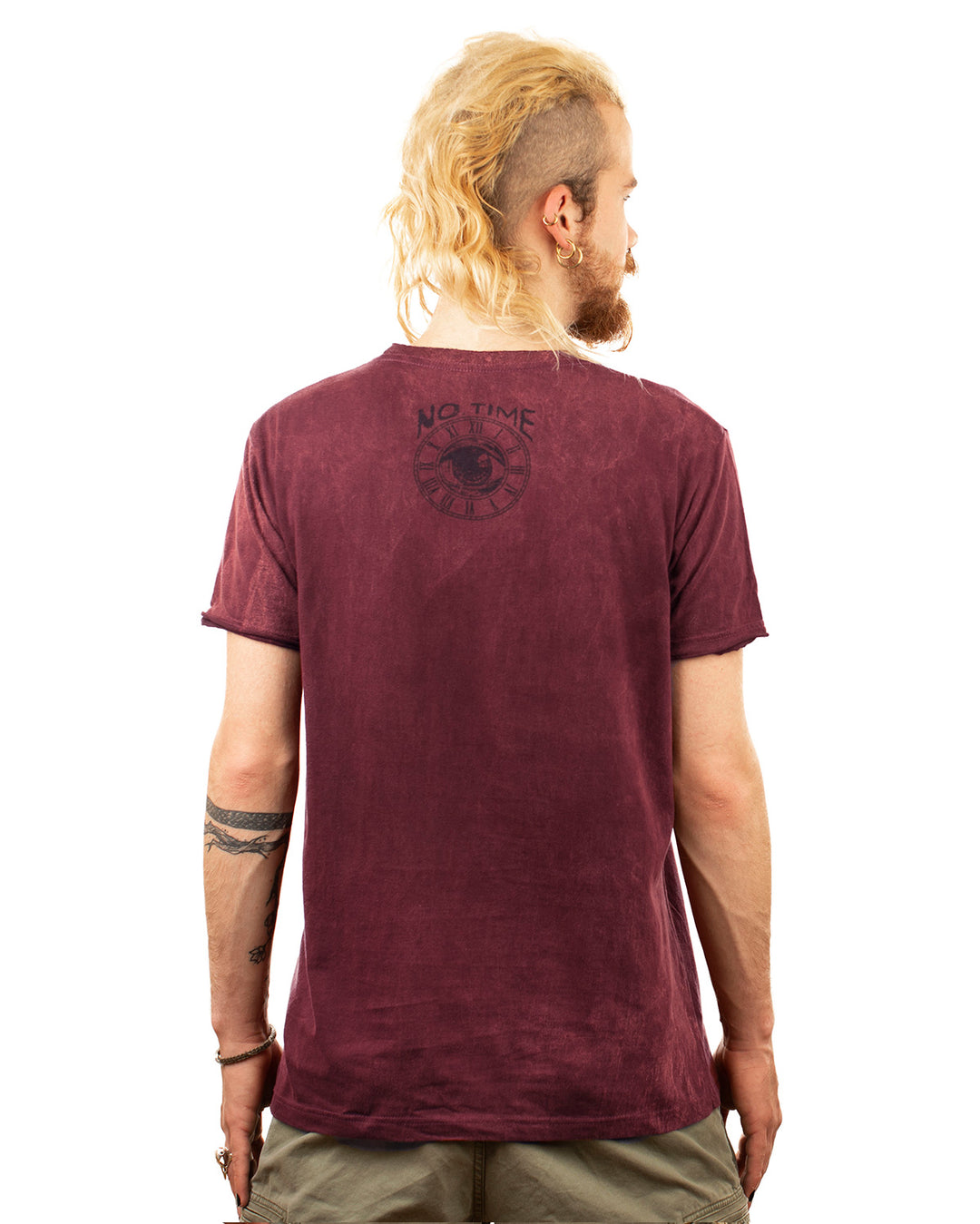 Stonewash Magic Mushrooms Cotton T-shirt Dark Red