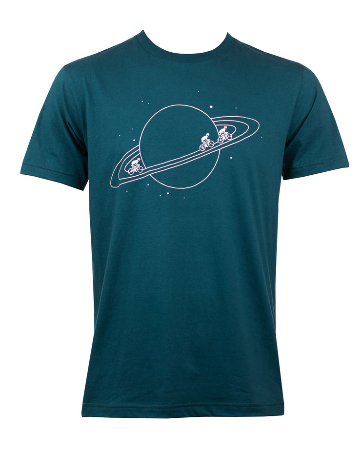 Intergalactic Cyclist Planet Saturn T-Shirt Dark Blue