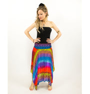 Asymmetric Gypsy Skirt Rainbow