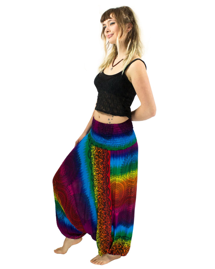 Rainbow Print Baggy Harem Pants