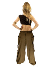 Cotton Low rise Harem Spiral Trousers Brown