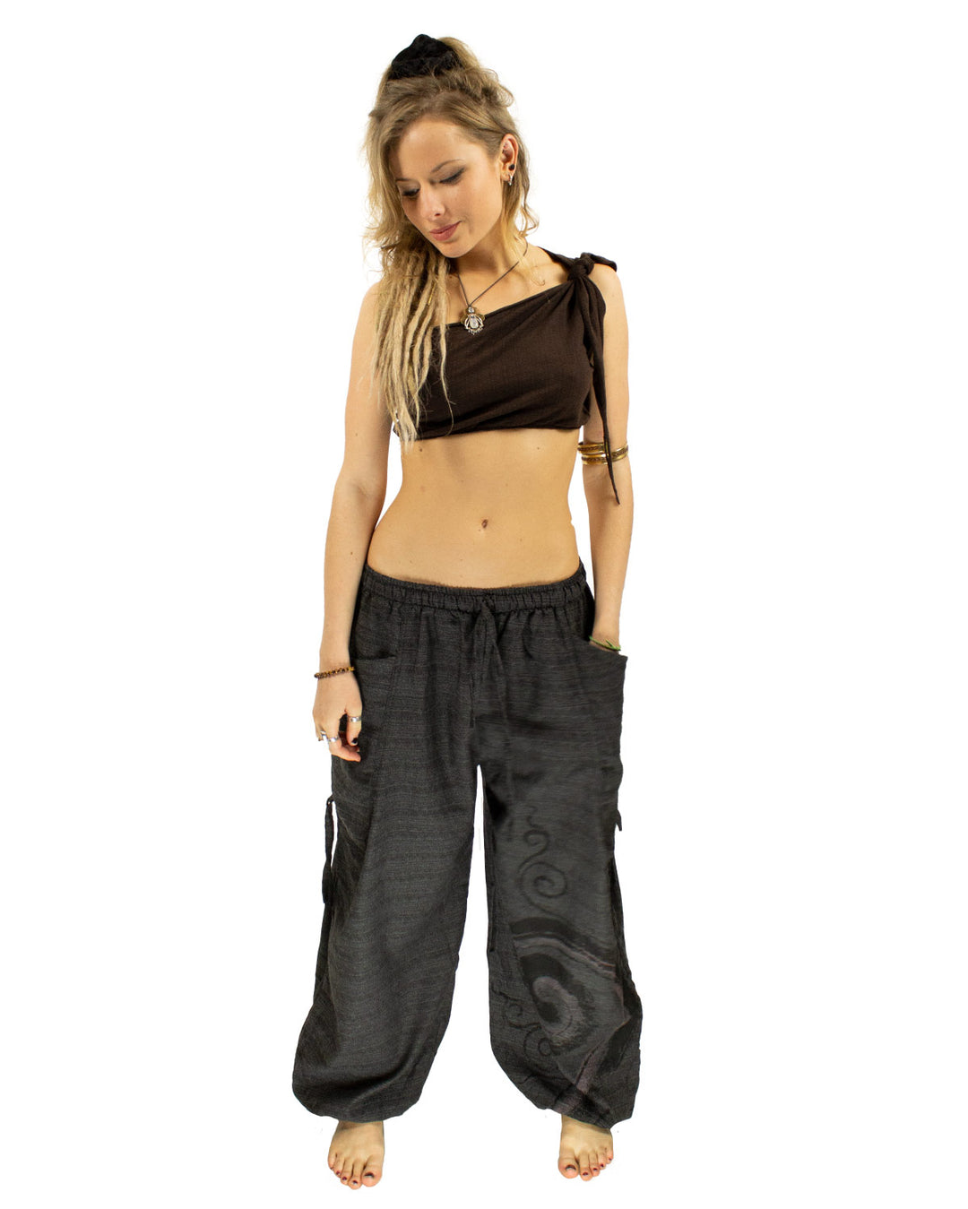 Cotton Spiral Harem Pants Charcoal