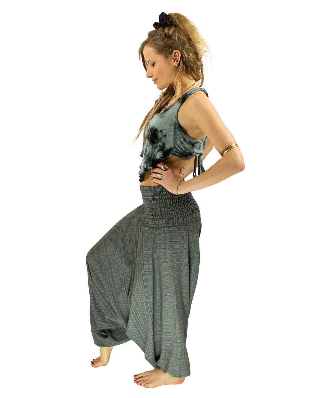 Cotton Baggy Harem Pants Grey