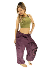Cotton Low rise Harem Spiral Trousers Purple
