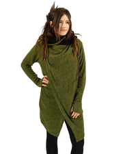 HOODED LONG CARDIGAN JACKET FOREST GREEN