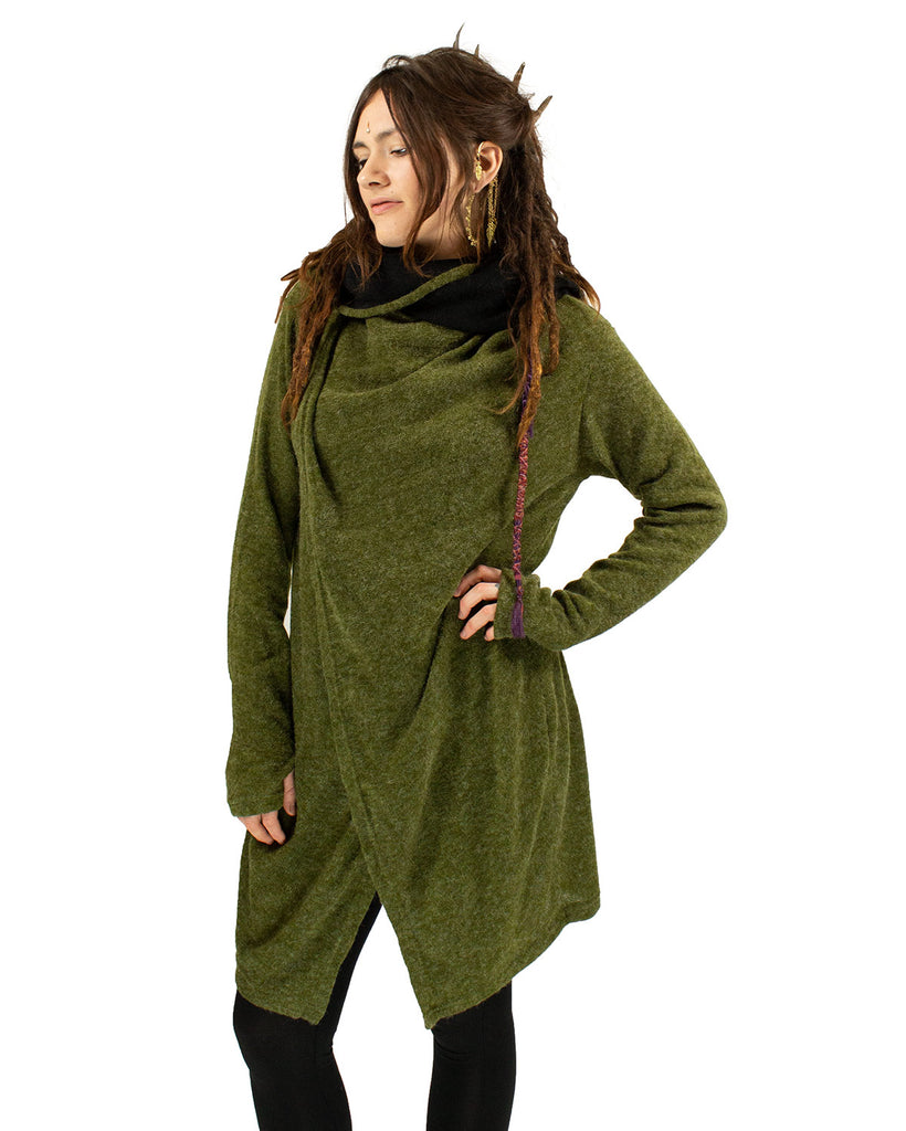 Green hooded cheap cardigan