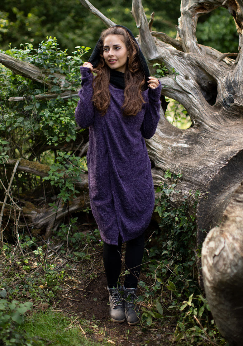 HOODED LONG CARDIGAN JACKET PURPLE