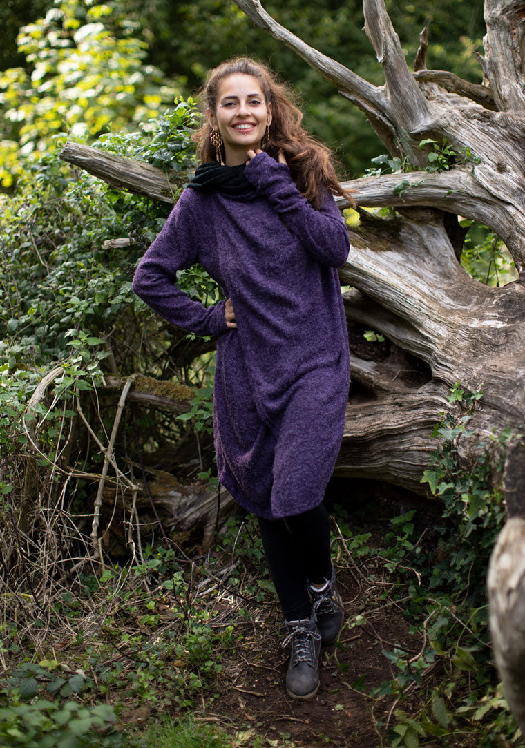 HOODED LONG CARDIGAN JACKET PURPLE